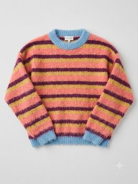Miu Miu Pink, Blue and Purple Striped Mohair-Blend Crewneck Sweater